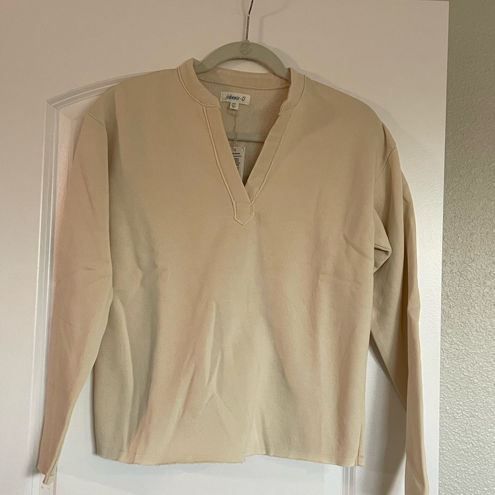 johnnie-O Cream V-Neck Top